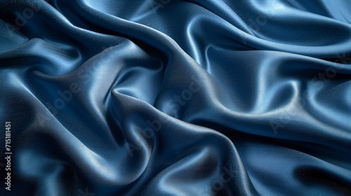 Blue silk fabric background. The luxurious fabric textured is very realistic and detailed.