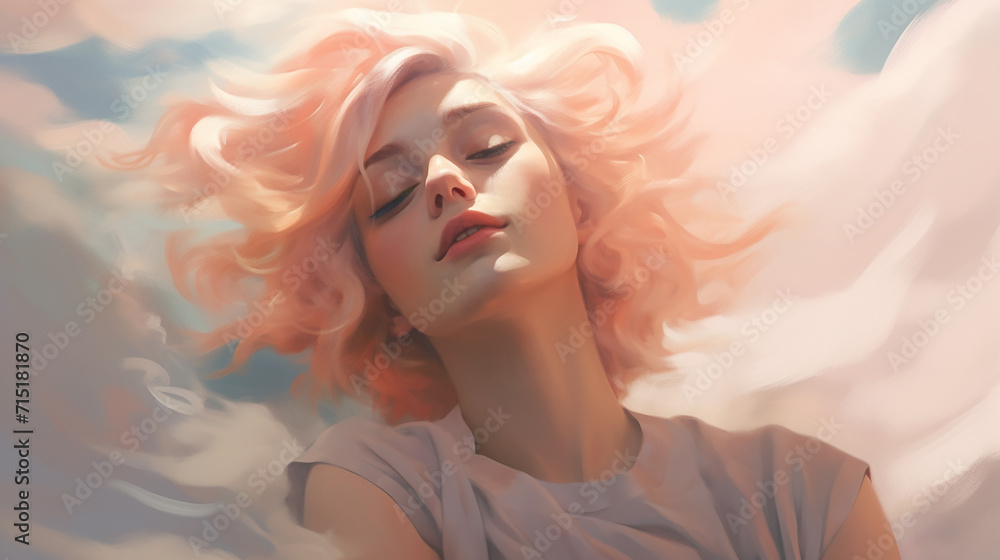 A digital pastel portrait where smudges and strokes come together in a cloud of soft colors