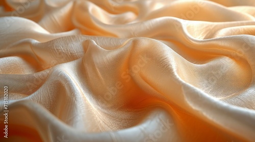 Warm toned soft silk fabric wavy background. The luxurious fabric texture is very realistic and detailed.
