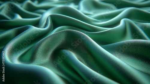 Green silk fabric background. The luxurious fabric textured is very realistic and detailed.