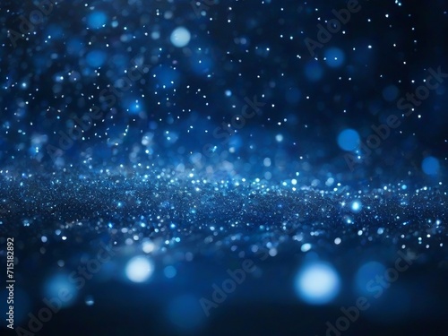 Blue bokeh background with white shining dust, perfect for various creative projects. Blue bokeh blur background for abstract lovers. © isuru