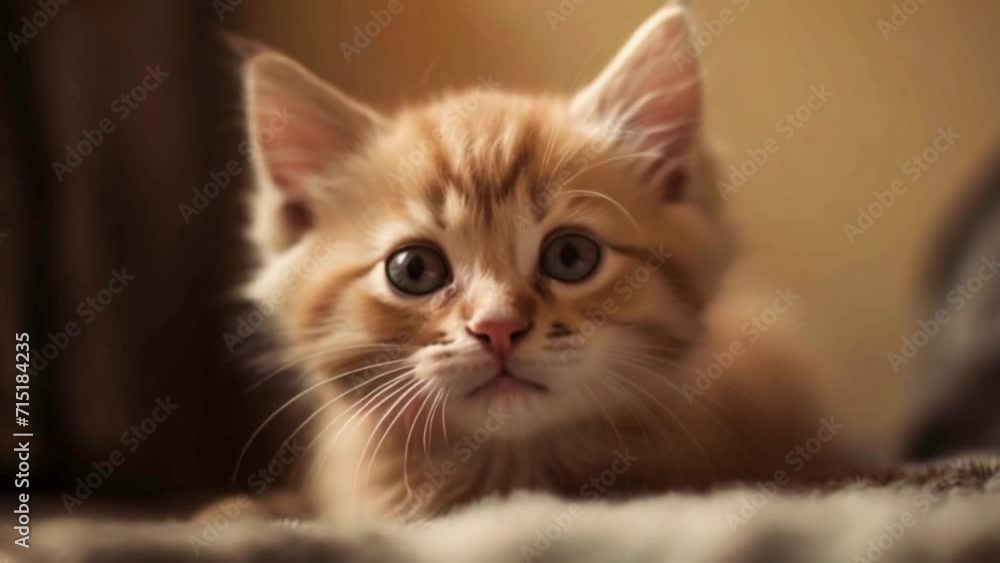 Cute kitten on a soft blanket with blue eyes close up of face Generative AI Cute kitten on a soft blanket with blue eyes close up of face Generative AI