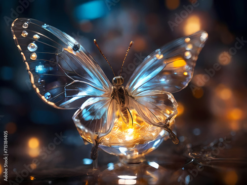 Challenge reality with a surreal scene capturing crystal butterflies emerging from glowing lightbulbs.