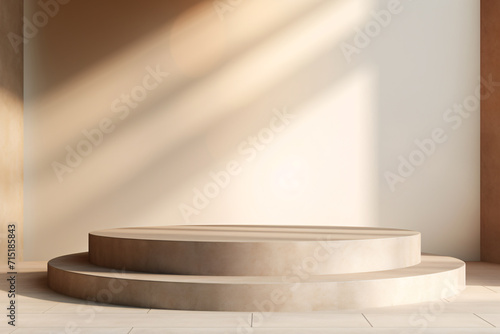 3D Podium Background with Natural Light and Shadow for Product Promotion and Display