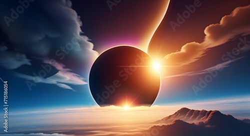 3D Animation Style Total Solar Eclipse Wallpaper photo