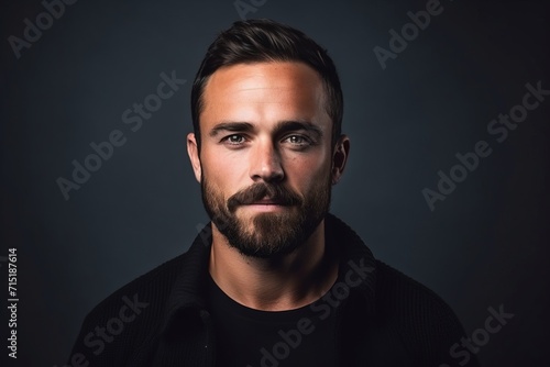 Portrait of a handsome man with a beard on a dark background © Inigo