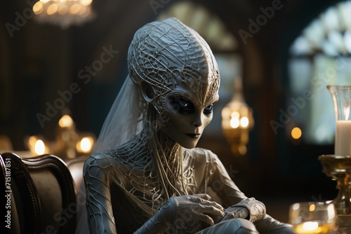 Alien with Dark Eyes. Generated AI