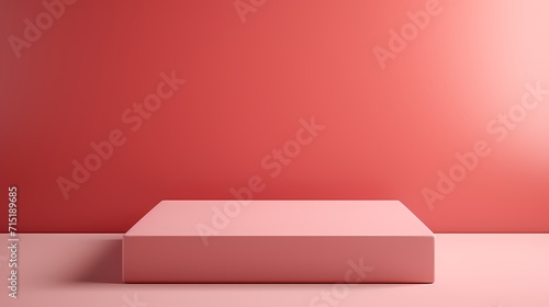 Minimalist realistic Studio Illustration of an empty pink Podium Background © Wipada