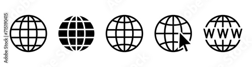 Web globe icon vector. Website icon set. www world global icons. click to go to website icon