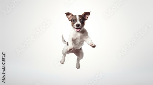 jack russell terrier joyful leap, isolated white background