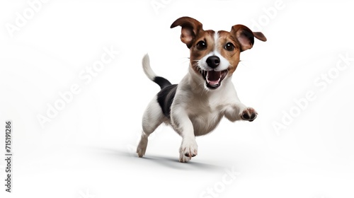jack russell terrier joyful leap, isolated white background