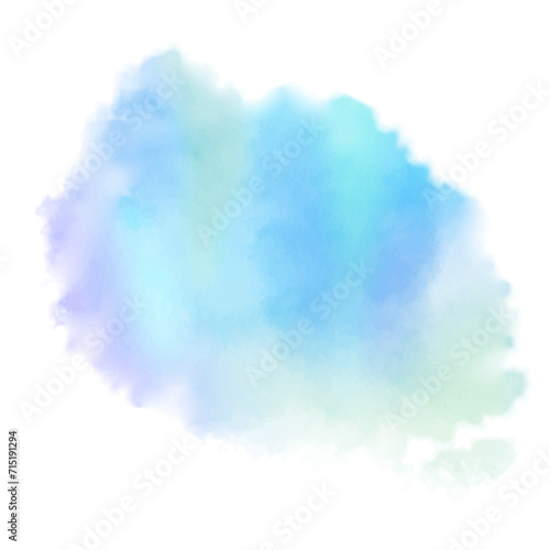 Abstract Watercolor Splash in Shades of Blue and Purple on a White Background