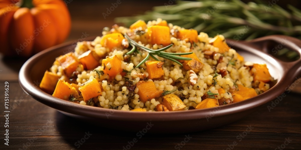 A delightful fusion of flavors is achieved by merging fluffy quinoa, finely diced ernut squash, and aromatic rosemary, forming a healthy and glutenfree stuffing option bursting with fall A delightful fusion of flavors is achieved by merging fluffy quinoa, finely diced ernut squash, and aromatic rosemary, forming a healthy and glutenfree stuffing option bursting with fall