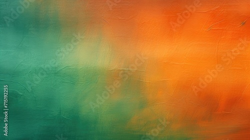 abstract art background with a gradient transition from cool green to warm orange, textured with expressive brush strokes for creative design use