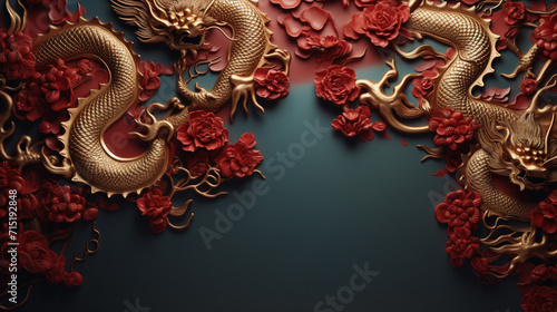 Wallpaper Mural Chinese dragon background with copyspace for your design. Dragon concept. Generative AI. Torontodigital.ca
