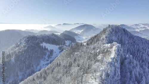 Wallpaper Mural Winter landscape of the Jura, panorama with first Jura mountain range and view to the Black Forest, drone shot, Belchenflueh, Haegendorf, Solothurn, Switzerland, Europe Torontodigital.ca
