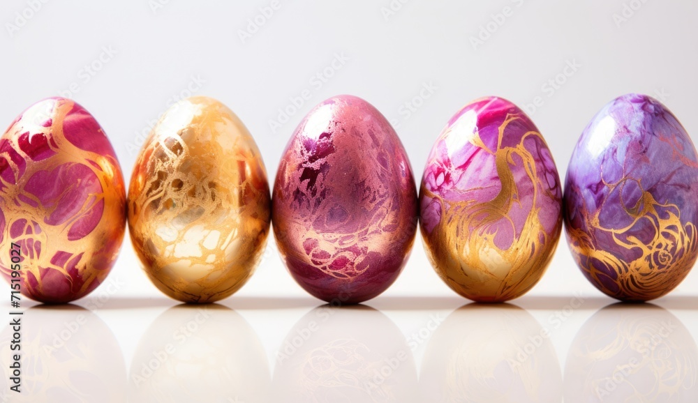 Multicolored Easter eggs with gold flecks Multicolored Easter eggs with gold flecks