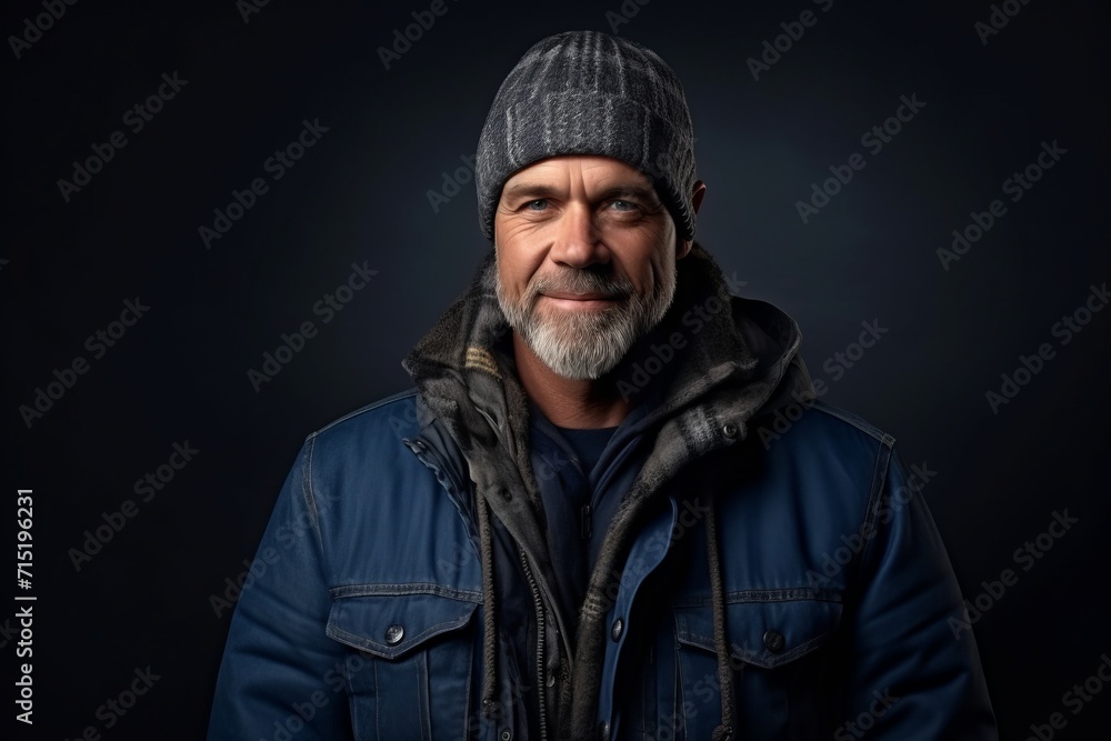 Portrait of a senior man with a grey beard and a hat.