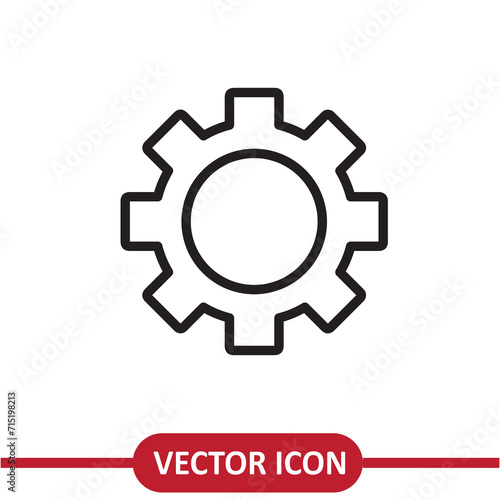 Gear or Cog flat liner illustration, Setting icon vector design on white background..eps
