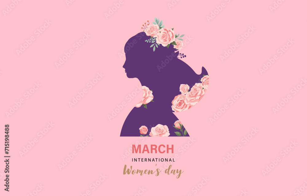 International women day with rose use for horizontal banner design