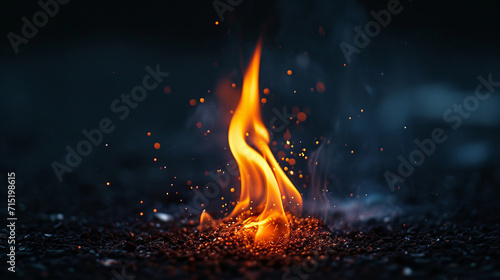 A single flame sparks against a dark backdrop, capturing the essence of fire, AI Generative