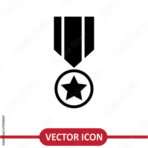 Military Medal Icon. Soldier Award Vector sign flat simple illustration on white background..eps