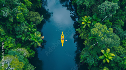 Kayak amidst serene waters is AI Generative.