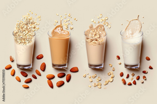 Dairy Alternatives: Plant-based milk alternatives like almond milk, soy milk, and oat milk can contain some protein photo