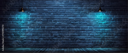 blue neon brick wall texture pattern background