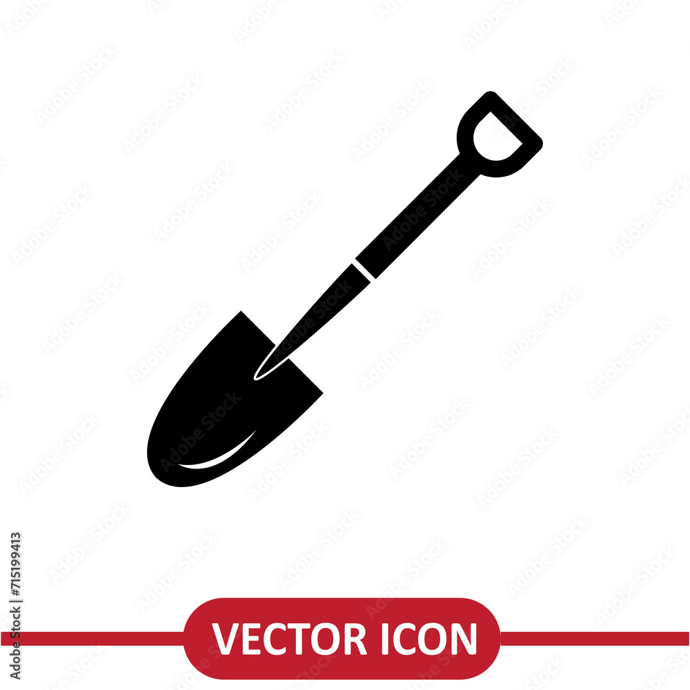 Shovel Icon. Gardening Vector simple sign for Construction Equipment on white background..eps