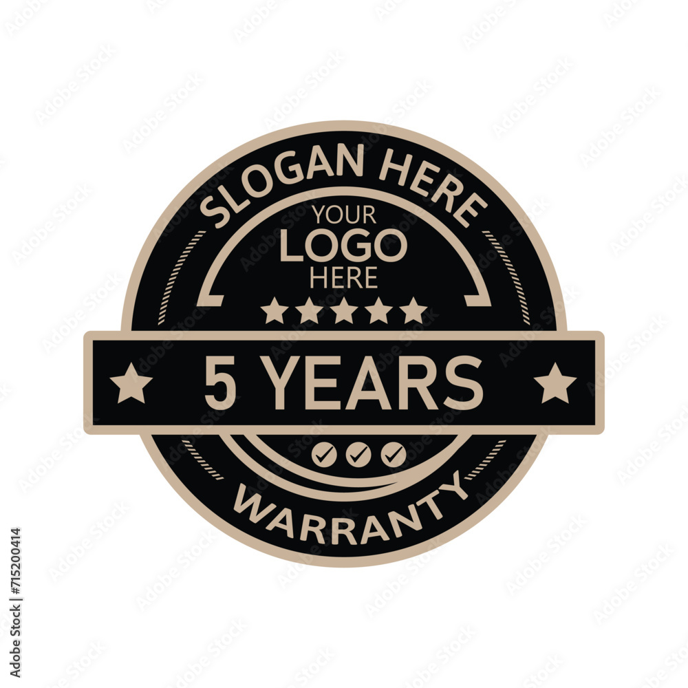 5-year warranty badge badge isolated on white background. Vector illustrations.