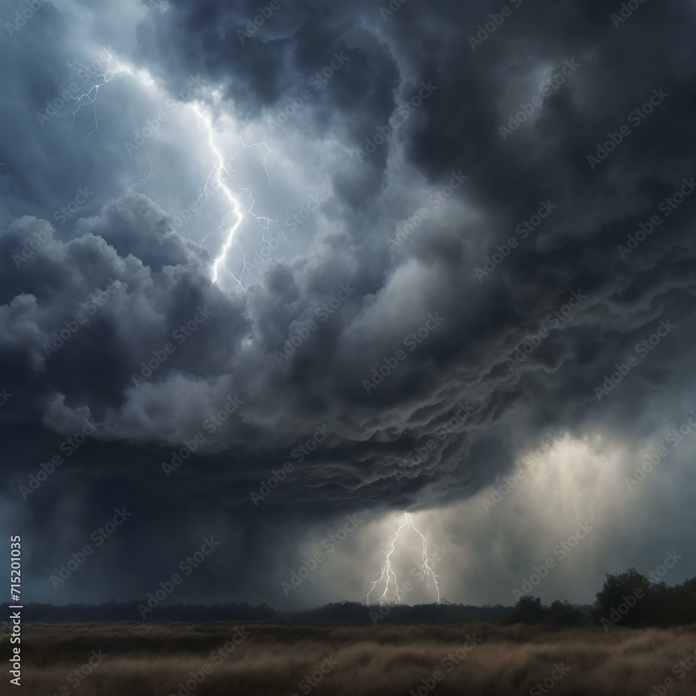Dark Stormy clouds with lightening 