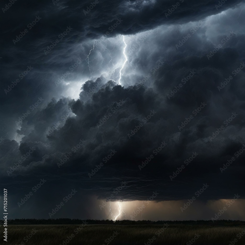 Dark Stormy clouds with lightening 