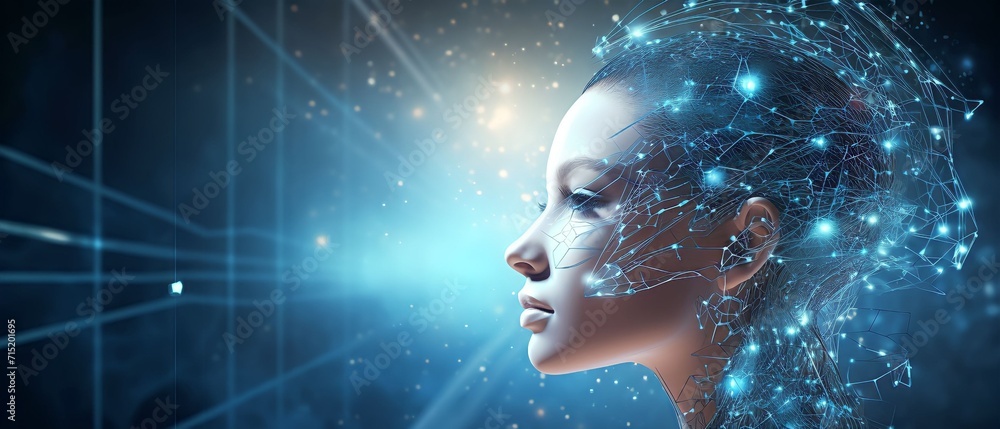 A human face with state of cell background A human face with state of cell background