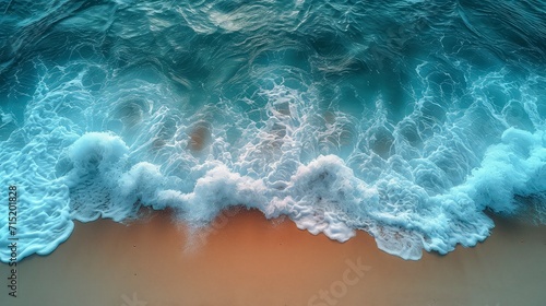 Beautiful blue ocean waves on clean sandy beach background. Summer vacation background concept.