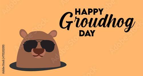 Happy Groundhog Day with cute groundhog