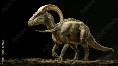 Parasaurolophus dinosaur on black background