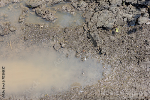 Tablou pe pânză Soil in the field during the onset of drought, cracks from drying out