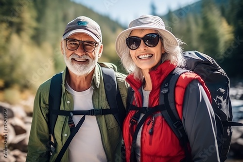 A senior couple vacation in the forest