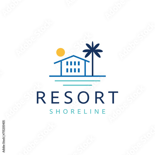 Villa Logo. Resort Beach Logo Design Template Vector Illustration