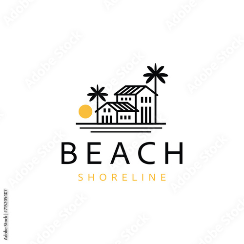 Villa Logo. Resort Beach Logo Design Template Vector Illustration