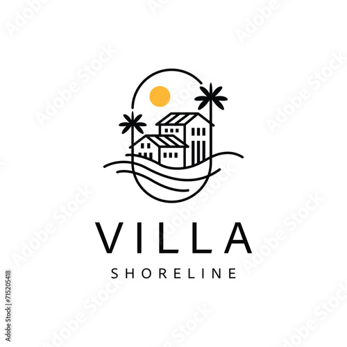 Villa Logo. Resort Beach Logo Design Template Vector Illustration
