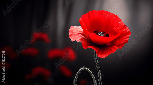 red poppy flower, A Canvas Print of a Red Poppy, Post-War French Design, Infrared, Serene and Peaceful Ambience