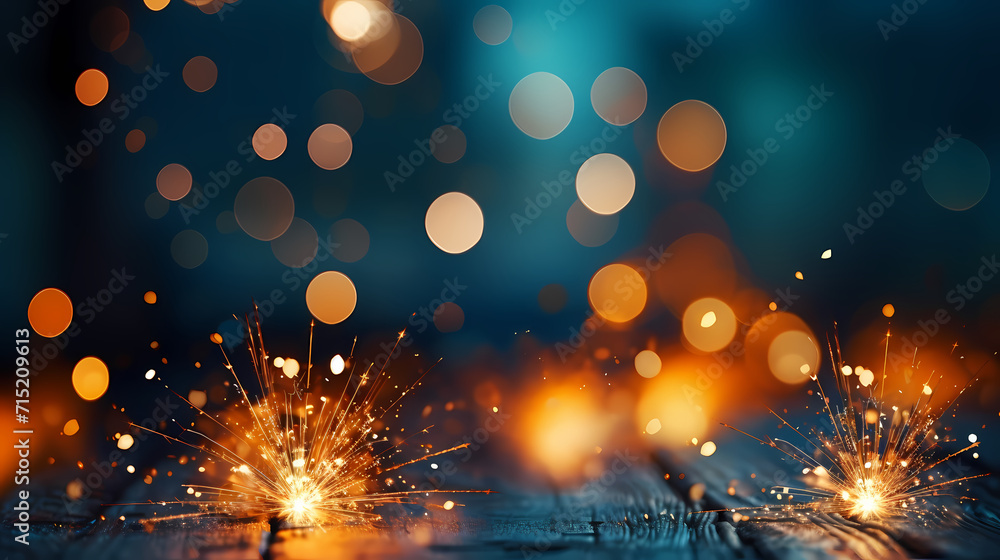 Naklejka premium Beautiful creative holiday background with fireworks and sparkles