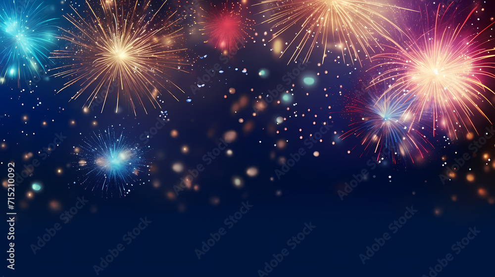 Naklejka premium Beautiful creative holiday background with fireworks and sparkles