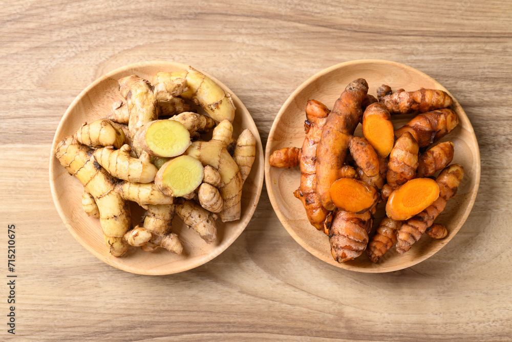 Fresh turmeric white and yellow color, Spice in Asian cuisine Fresh turmeric white and yellow color, Spice in Asian cuisine