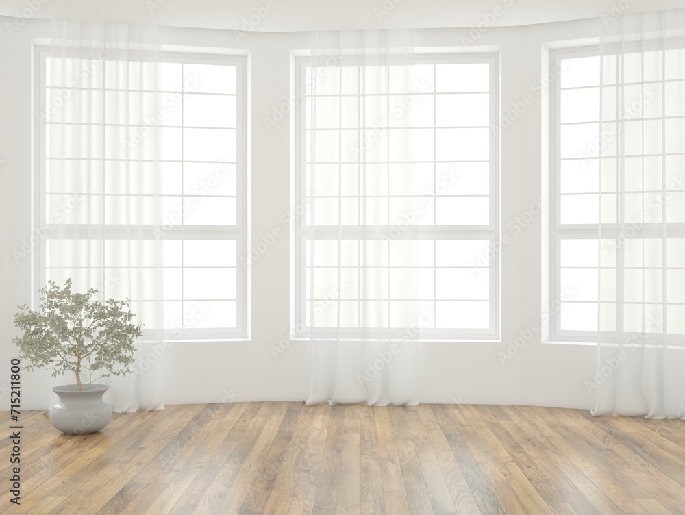 Fototapeta premium White empty room. Scandinavian interior design. 3D illustration