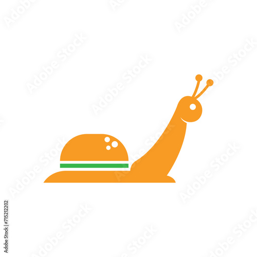 snail burger logo design vector business food.