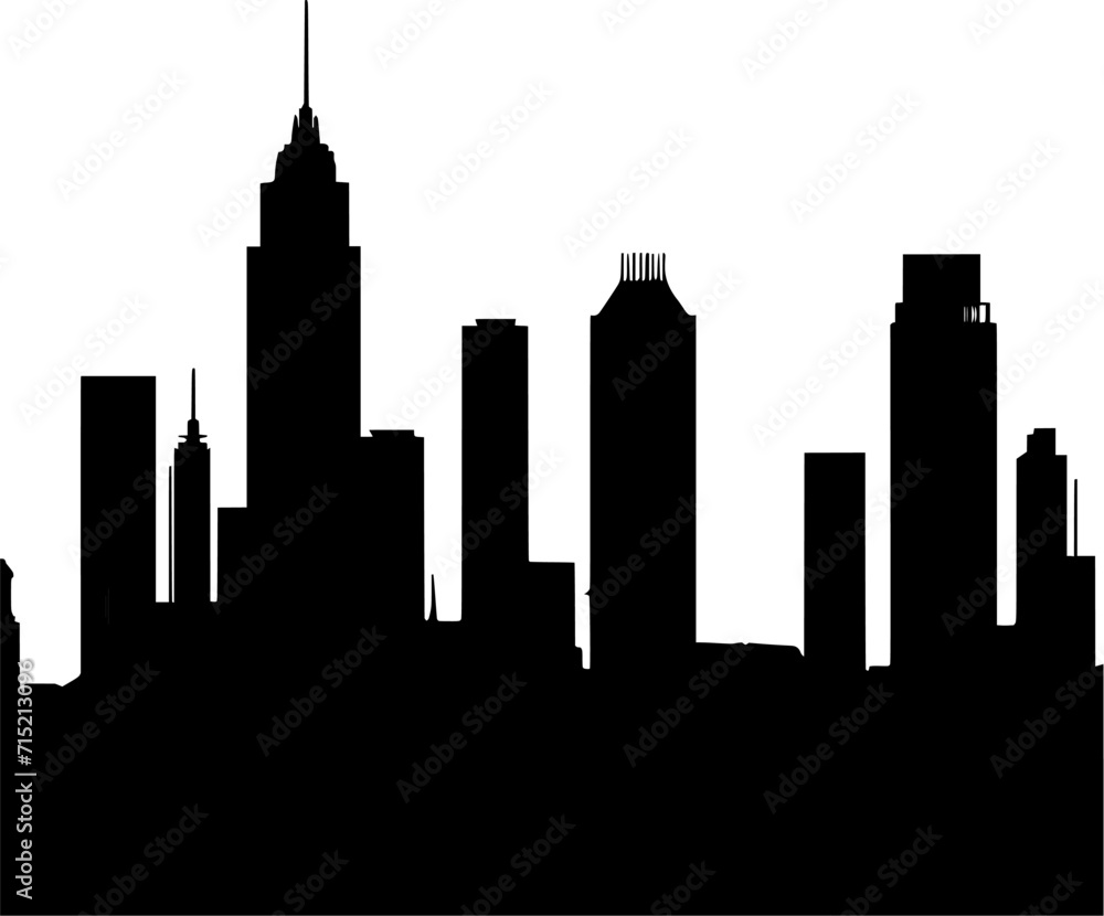 Obraz premium Skyline silhouette, City Buildings silhouette background illustration