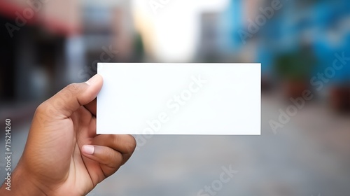 A person standing and holding a blank banner for customization , person, standing, blank banner, customization